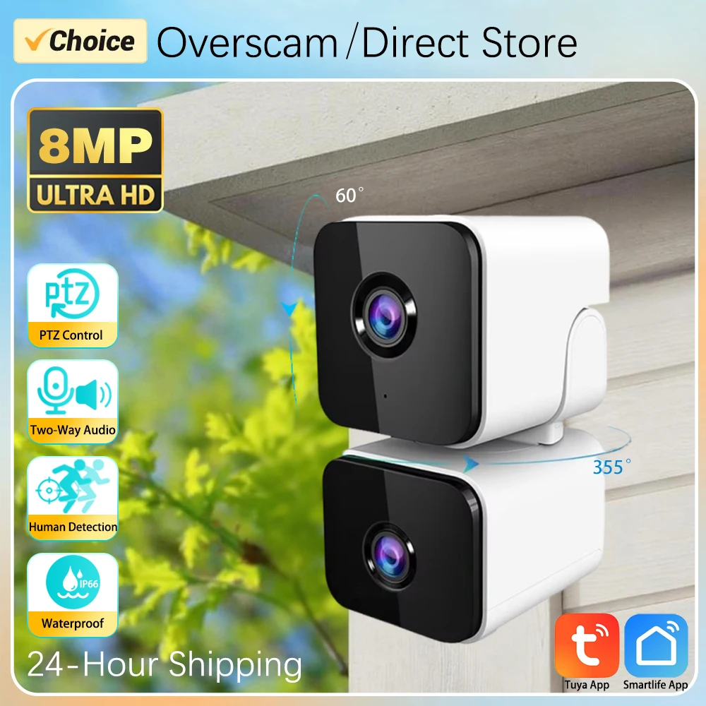 

4K 8MP Tuya Smartlife Wifi Camera Dual Lens Dual Screen Human Tracking Ai Human Detection Video Surveillance Smartlife Camera