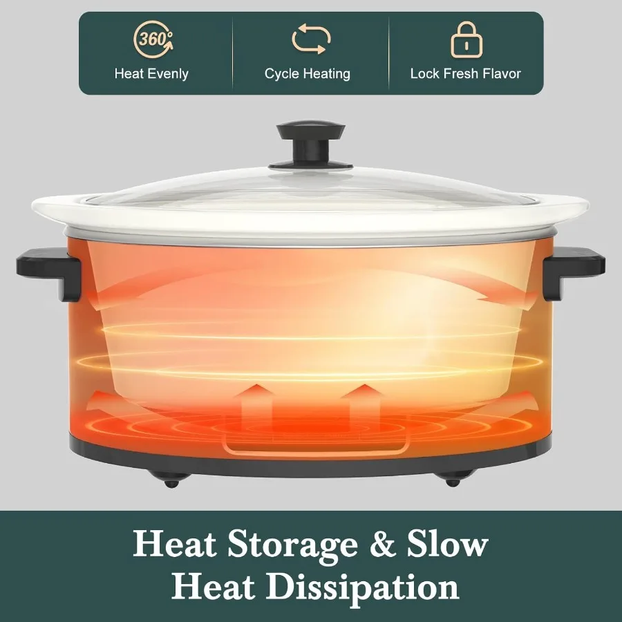 طباخ بطيء قابل للبرمجة سعة 8 لتر مع مؤقت تحافظ على الدفء وظيفة مثالية لعشاء العائلة والتجمعات الكبيرة المثالية لـ Prepari
