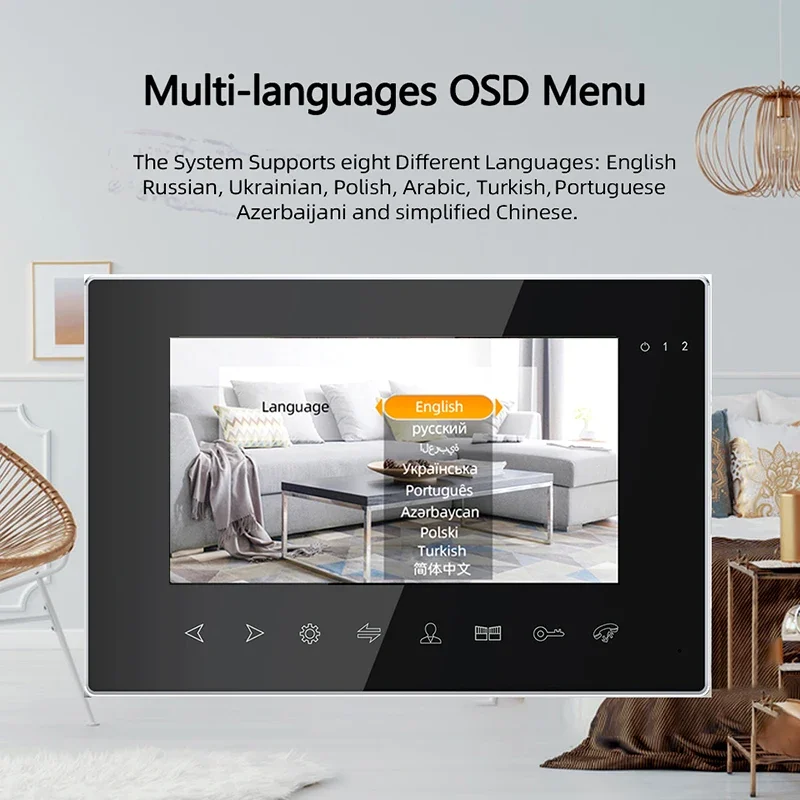 Sistema de intercomunicador inalámbrico con WiFi, sistema de 1080P, 7 pulgadas, WiFi, contraseña, timbre de vídeo para el hogar con desbloqueo RFID,