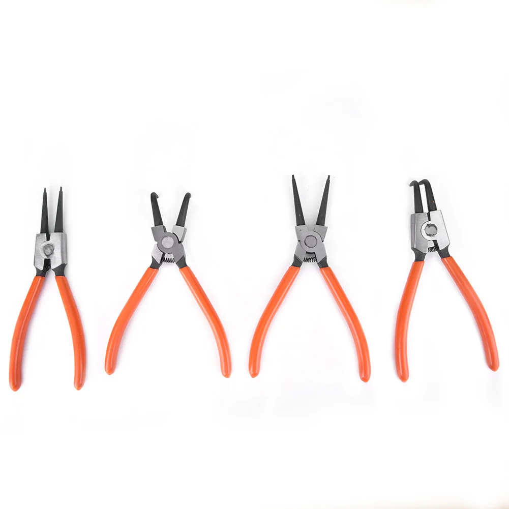 

4Pcs 7in Carbon Steel Internal External Bent Straight Snap Ring Remove Tool Circlip Pliers Set