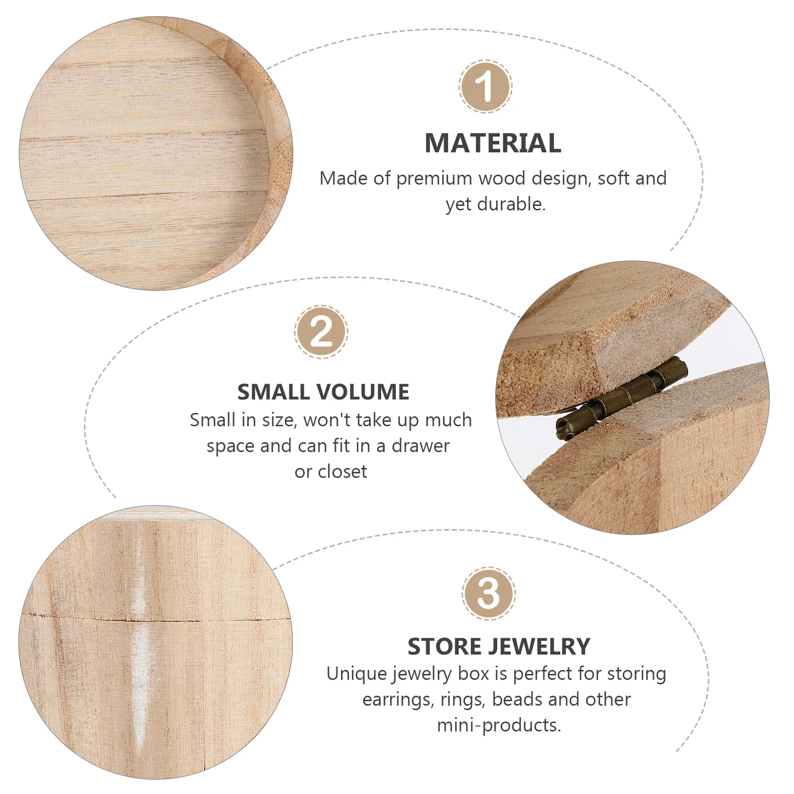 

1Pcs Stylish Wooden Jewelry Case for Rings and Earrings Space Saving Drawer Friendly Design Elegant Jewelry Display Box