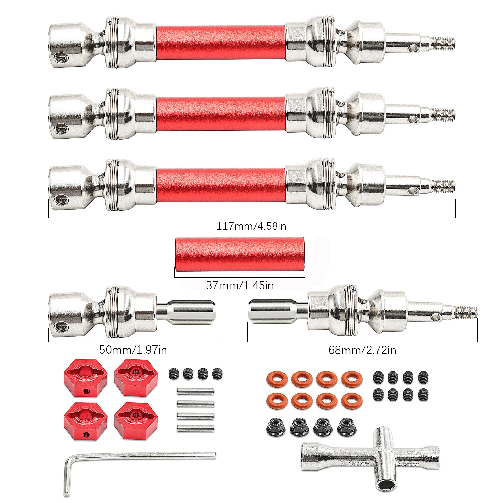 합금 유니버설 CVD 드라이브샤프트 키트(45 #   경화된 강철 끝부분) 1/10 그라나이트 센톤/보텍 3s BLX 및 메가550, 빅락 V2용 # ARAC4041