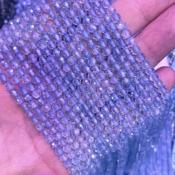 100% Natural Blue Topaz Round Beads Top Grade 2/3/4/5/6 MM Section Toparizona Faceted Loose Crystal Quartz Stone For DIY Jewelry
