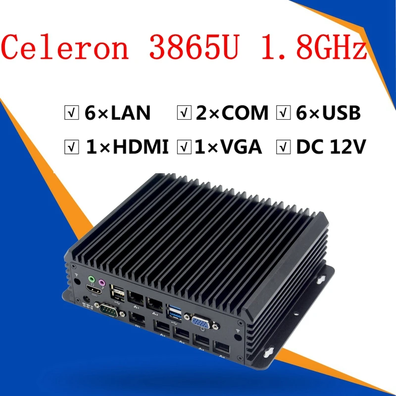 Mini PC Industrial sin ventilador, iPC 3865U i5 6360U i7 6650U COM 6x1000M Lan windows 7/10 linux HDMI VGA, Ordenador de visión Industrial