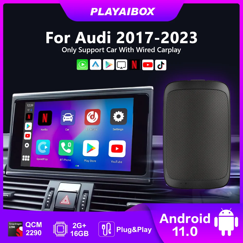 

Play Ai Box Wireless Carplay Android Auto Android 11 For Youtube Netflix For Audi A3 A4 Q2 R8 TT A8 e‑tron Q3 Q4 A1 e‑tron Q8