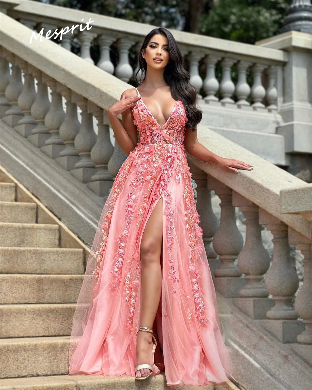 Vestido de graduación de Arabia Saudita, vestido largo hasta el suelo, exquisito corte en A, tul drapeado de flores, personalizado