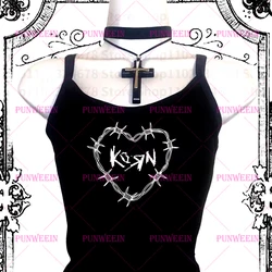 KORN Gothic Camisole Vintage Corset Tank Top Graphic hip hop Punk Y2k Aesthetic Streetwear Harajuku Grunge Emo Girl Baby Tees