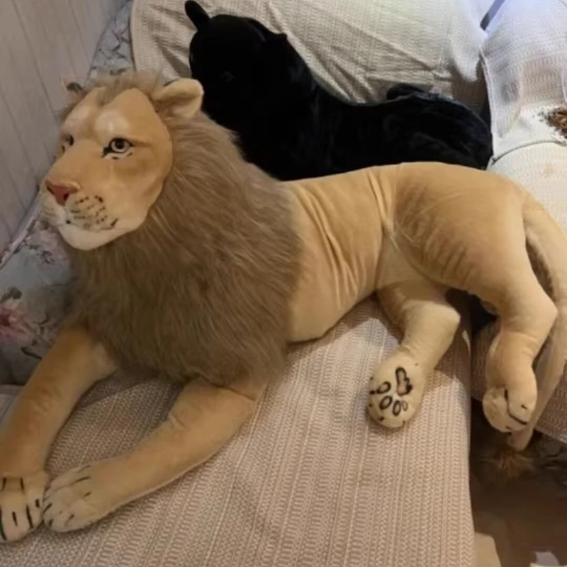 110cm Cool Lying Lion King Stuffed Plush Doll Throw Pillow Simulation Animals Model Home Decoration Birthday Gift Kids Toy