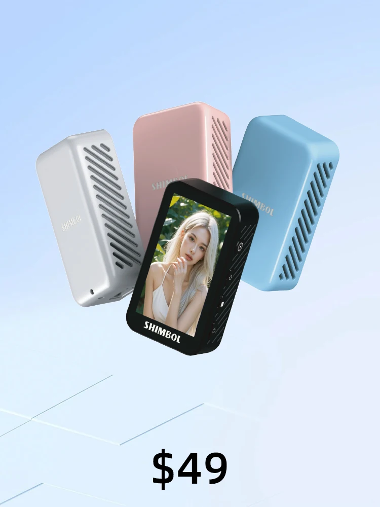 Shimbol CP5 Mini Magnetic Cell Phone Vlog Self Timer Monitor Screen Using Rear Camera Monitor For Live Streaming Creating