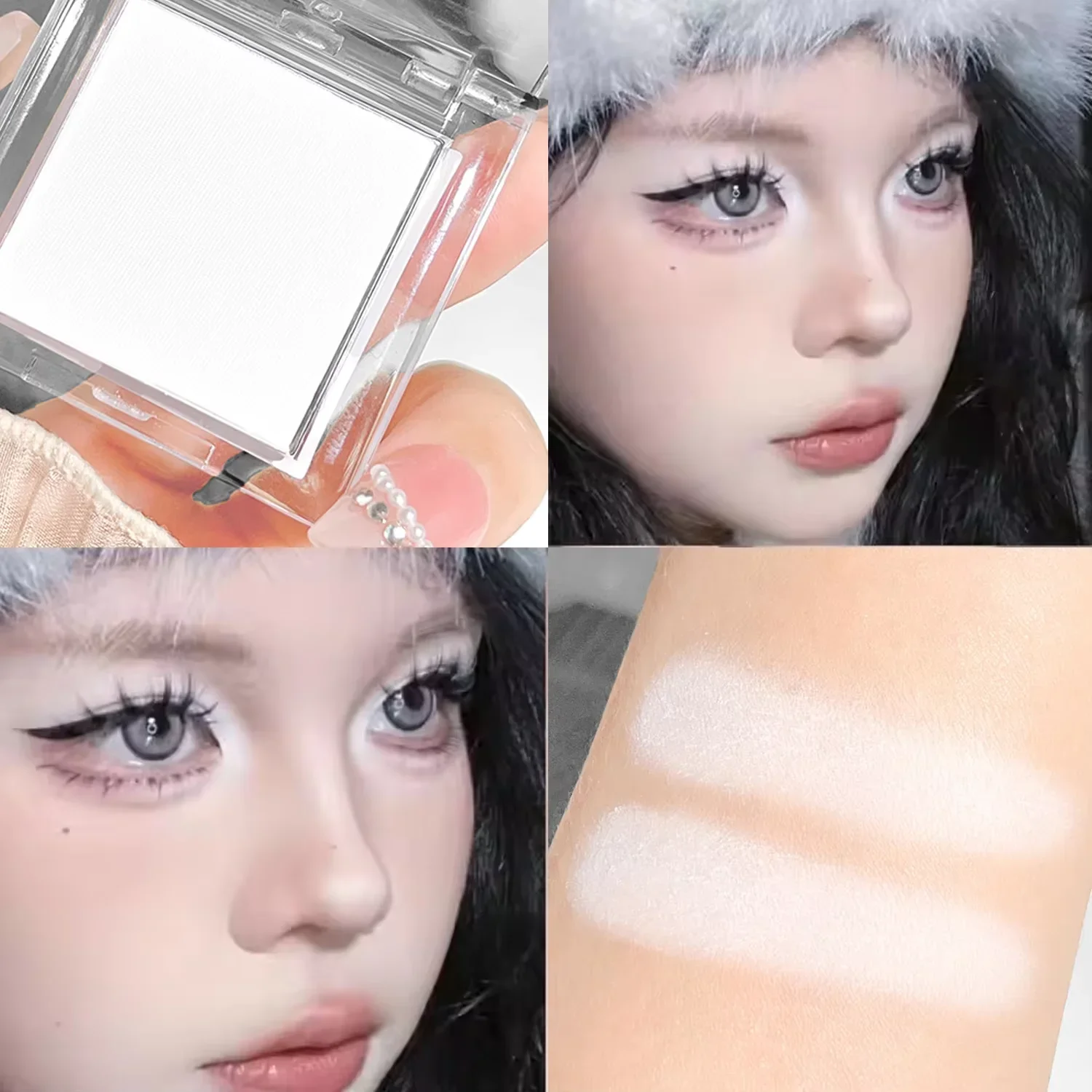 Hisyi Matte Monochrome Lidschatten-Palette, natürliches, leichtes Highlighter-Puder für zarte Augenkonturierung, hellt auf und verleiht Glanz – Detail 1