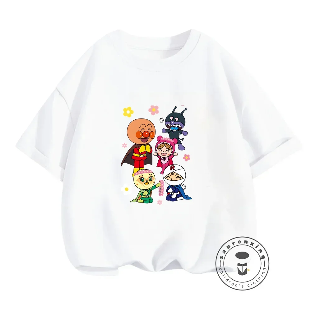 Cute Anpanman Anime T-shirts for Kids with Soft Fashionable Japanese Style Kawaii Summer Wear Cheap and Versatile Hot Sellers