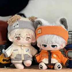 Action Cute 20cm Cotton Dolls' Clothes Suits Cute Grey Wolf and Orange Fox Sports Headband Zipper Coat Toys for Dress-up Puppets