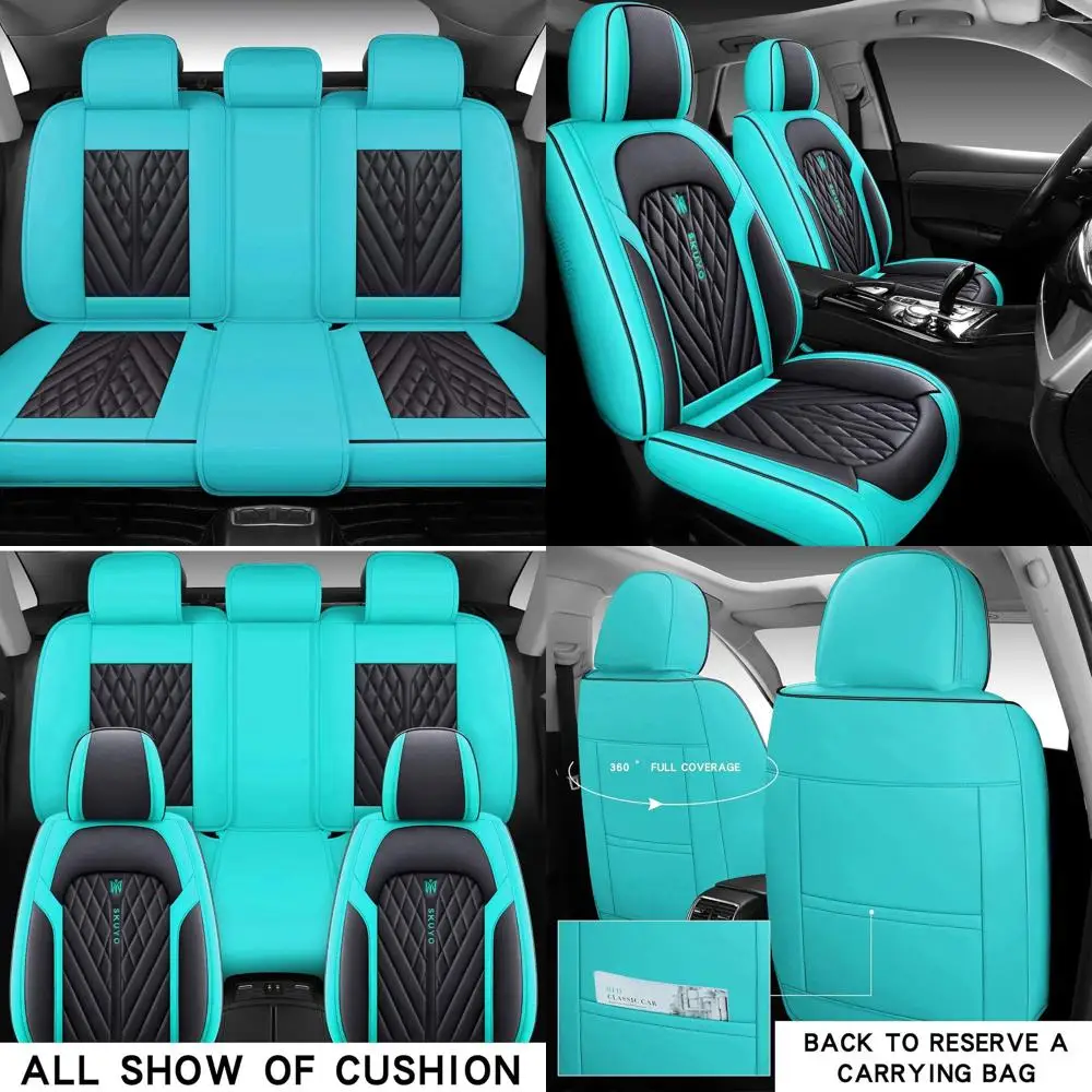 

Удобные кожаные чехлы на автомобильные сиденья, защита передних и задних сидений, подходит для седана, внедорожника, 5, полный комплект, универсальная посадка. (Черно-зеленый)