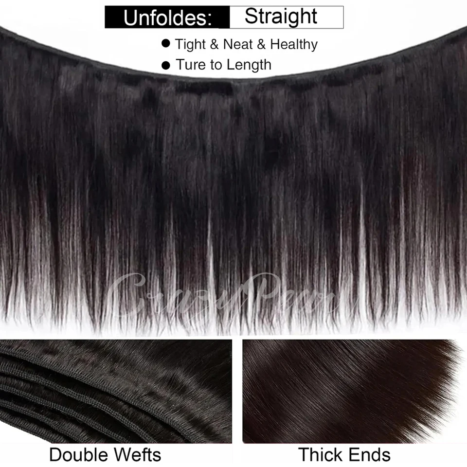 Paquetes de cabello humano con frontal recto, cierre de encaje HD 13x4, cabello virgen brasileño sin procesar 3