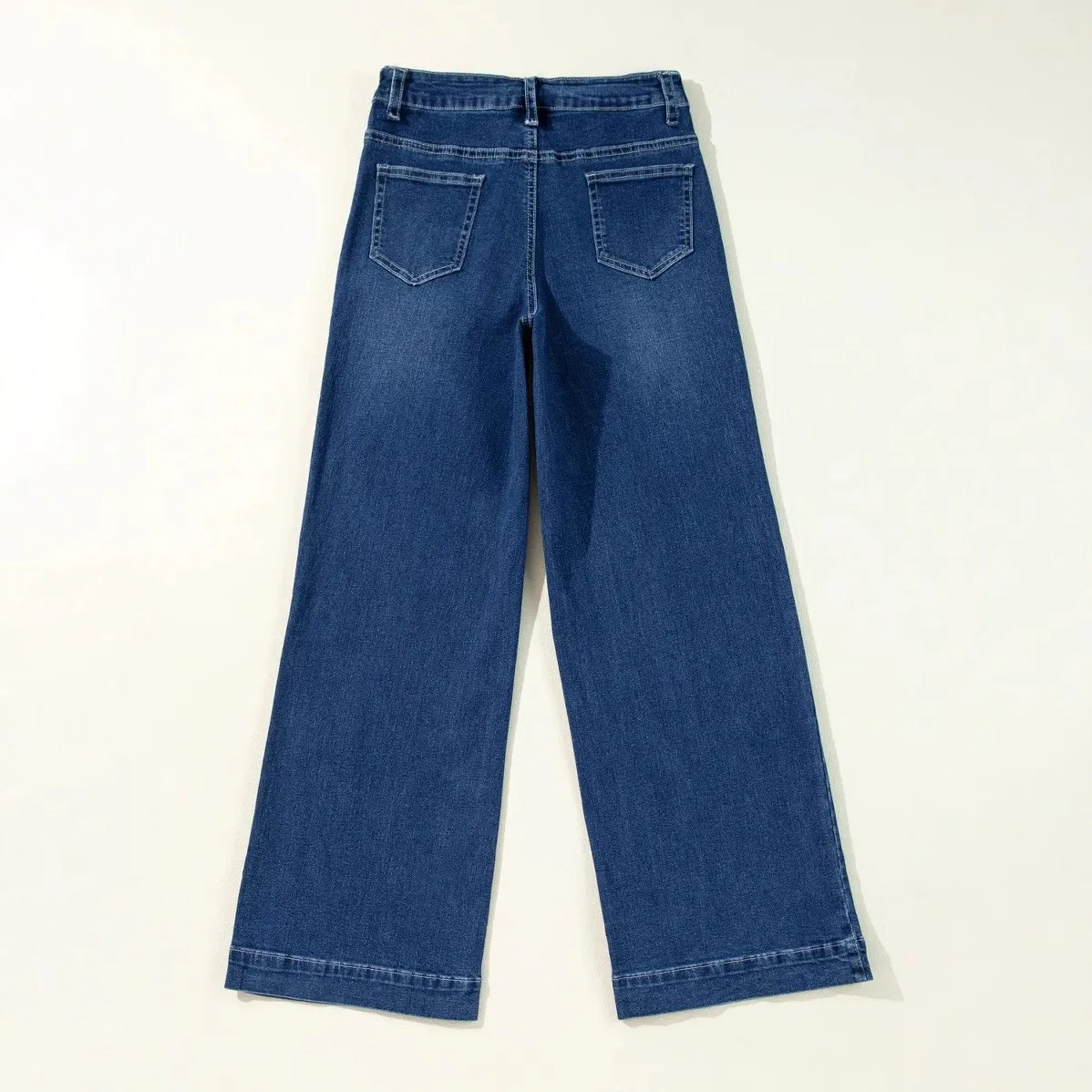 Straight Leg High Waist Pants Full Length Commuter Chic with Pockets Workwear Style Casual Patchwork Workwear Spring Women Pants