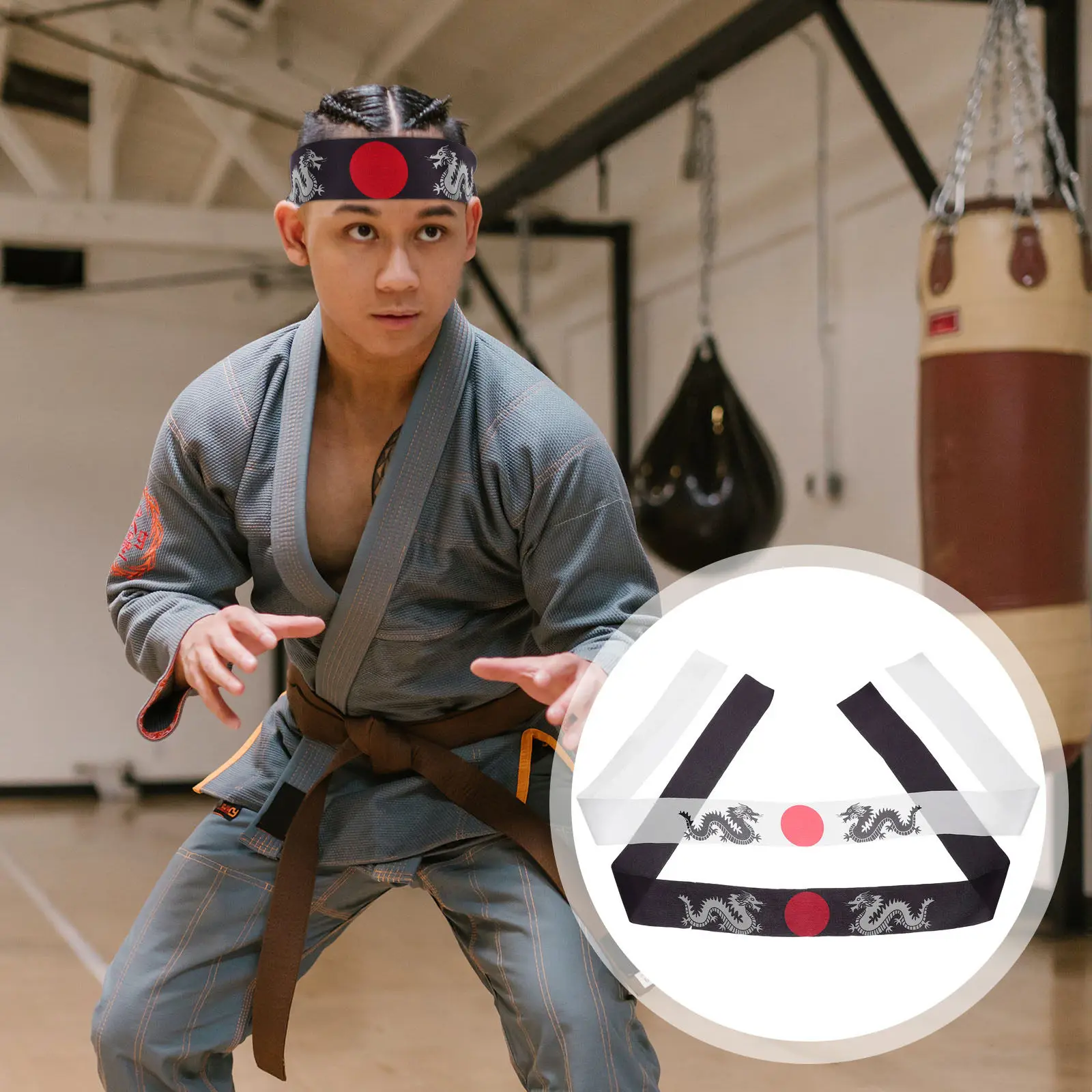 

2Pcs Japanese Chef Sushi Headband Sports Exercise Fitness Cooking Headwear Decorative Wide Head Band for Men