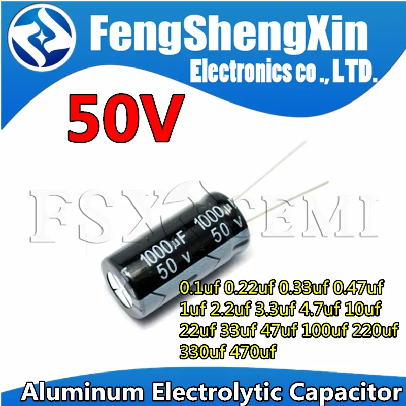 

10PCS 50V Electrolytic capacitor 0.1uf 2.2UF 3.3UF 4.7UF 10UF 100UF 220UF 330UF 470UF 680UF 3300UF 4700UF 6800UF 1000UF 2200UF