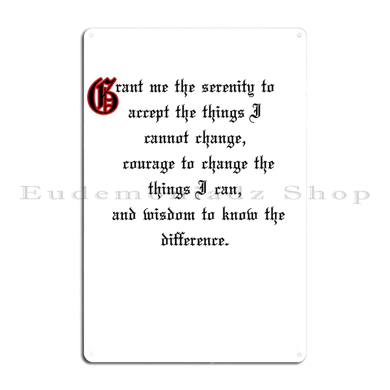 صلاة الصفاء بالألوان الطبيعية AA النصي الصفاء الشجاعة الحكمة الأزهار BW المعادن حفلة مخصصة جدار ديكور تين تسجيل ملصق #2