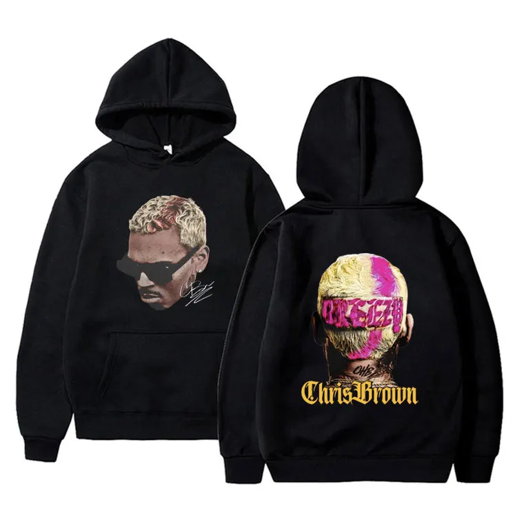 

Rapper Chris Brown Breezy Double Sided Print Hoodie Men Women Hip Hop Fashion Casual Pullover Male Oversized Hooded Sweatshirt