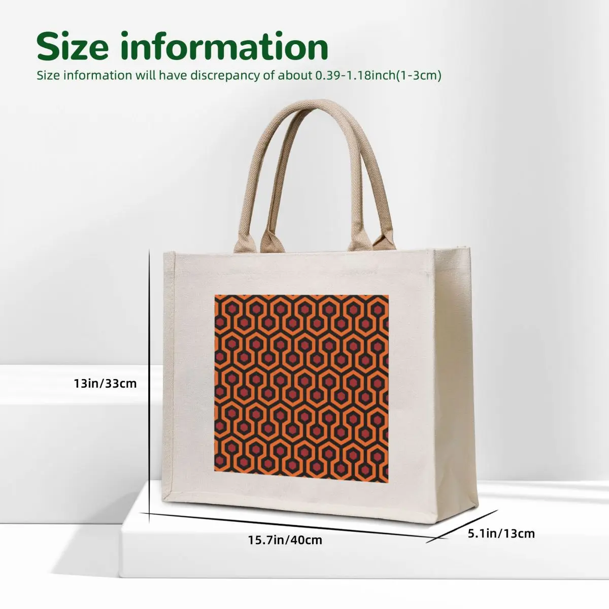 Geometric Pattern: Looped Hexagons: Orange/Red/Black Tote Bag Women's beach bags shopping bag logo custom bags