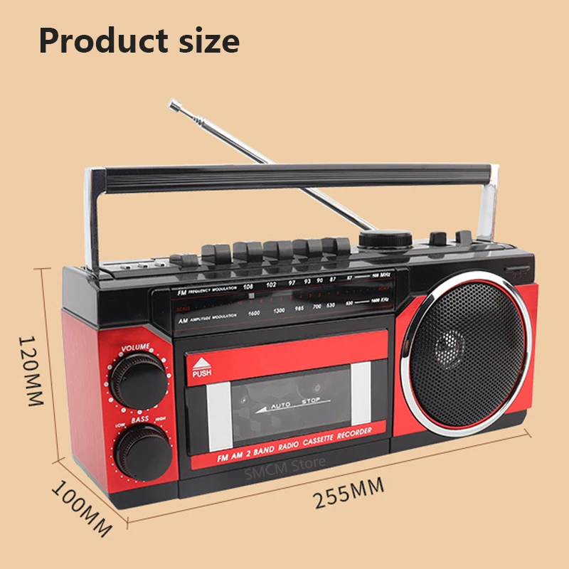 Imagem -06 - Portátil Vintage Retro Usb Multiband Radio Stereo Bluetooth Boombox Mp3 Audio Cassette Gravador de Fita am fm sw Recorder Rádio sem Fio