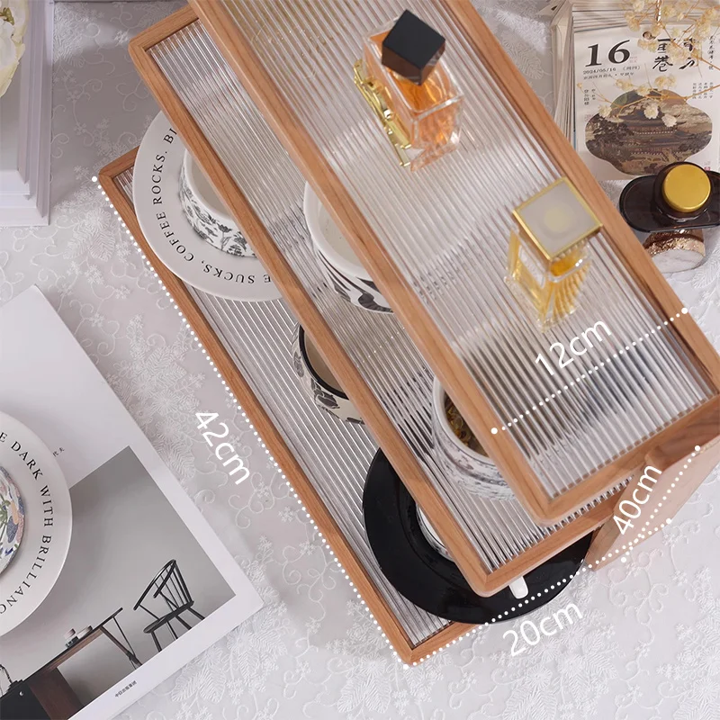 Wooden and Acrylic Multi-Layer Cup Holder, Coffee and Perfume Display Rack, Nordic Style Smart Stackable Storage Organizer