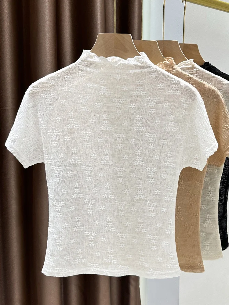 

Lace ort Sve Me Top Women's Summer Autumn Thin High-End Feeling T-irt ort Dr Underwear Base Layer f High Collar