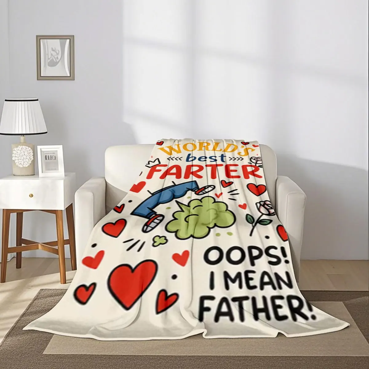 Funny Father Day Gift Blanket for Dad World's Best Dad Novelty Throw Fleece Blanket for Father's Day Gifts Cozy Nap Throw