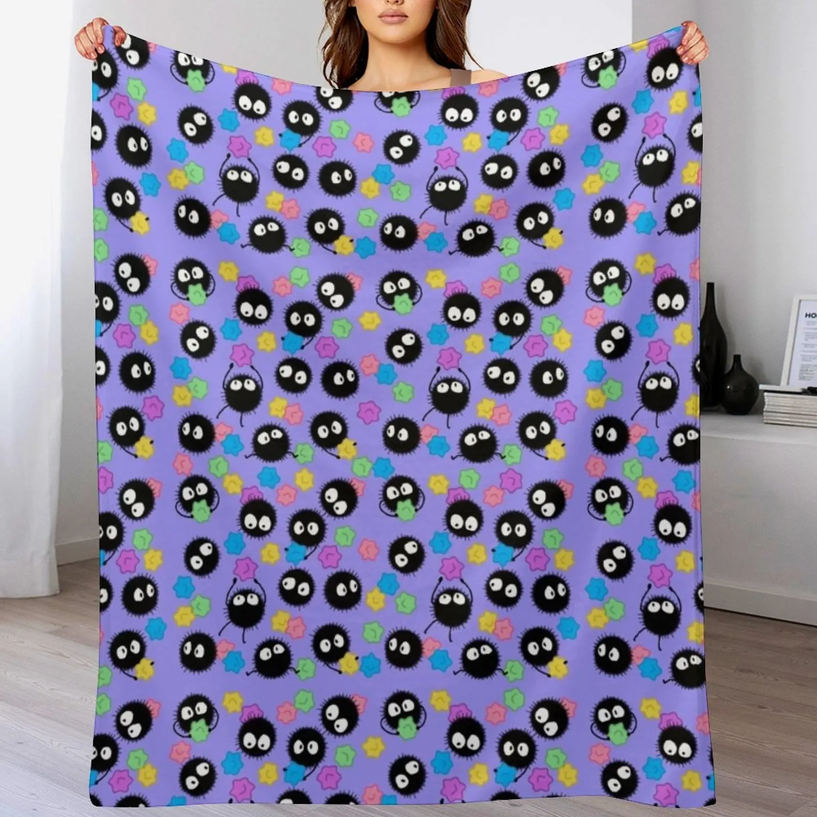 

Purple Anime Pattern Throw Blanket Soft Big Heavy Fashion Sofas Single Blankets