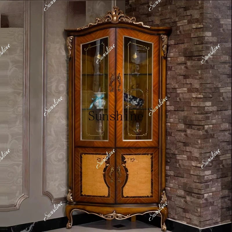 French luxury solid wood two-door locker, large glass wine cabinet FT