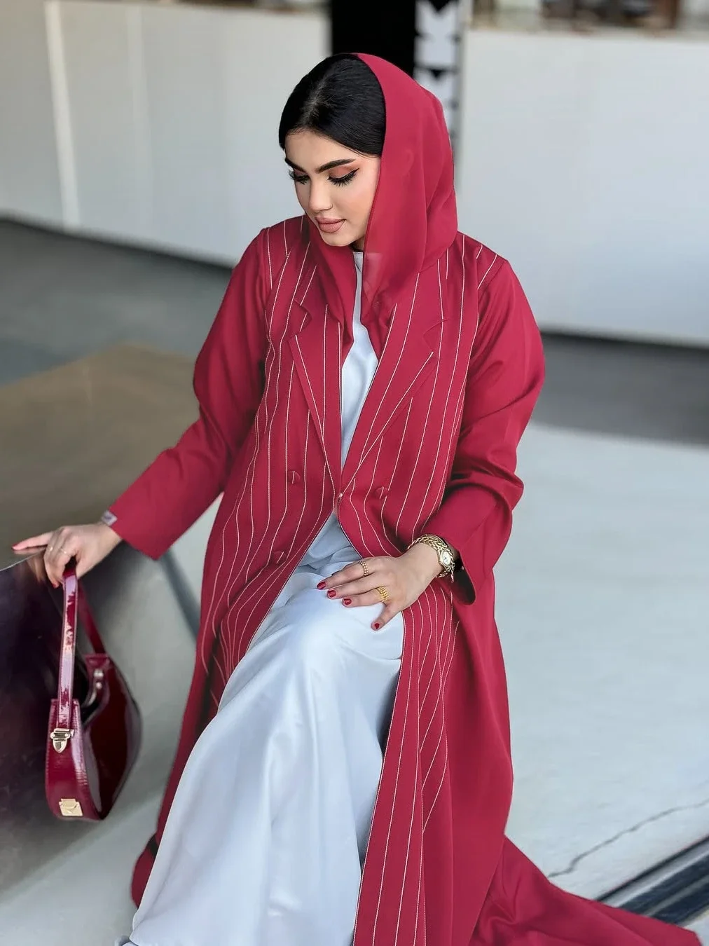 Eid Ramadan Women Abaya Striped Dress Open Cardigan Party Long Robe Muslim Caftan  Jalabiya Ramadan Morocco Dubai Kaftan 2026