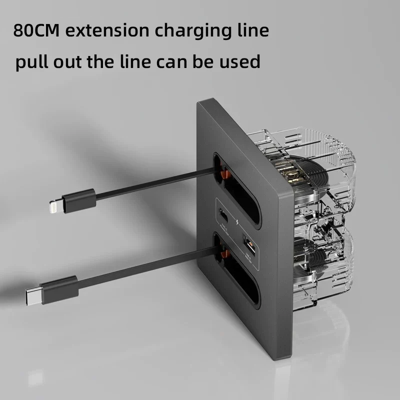 20W Fast Charging USB Socket with Charging Cable Universal Smart Airport Homestay Bedside Mobile Phone Charging Type-c Socket