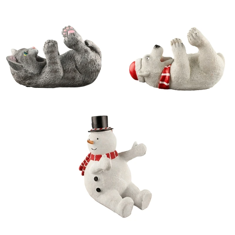 

Christmas Snowman Bear Resin Sculpture Wine Rack Ornaments Home Decoration