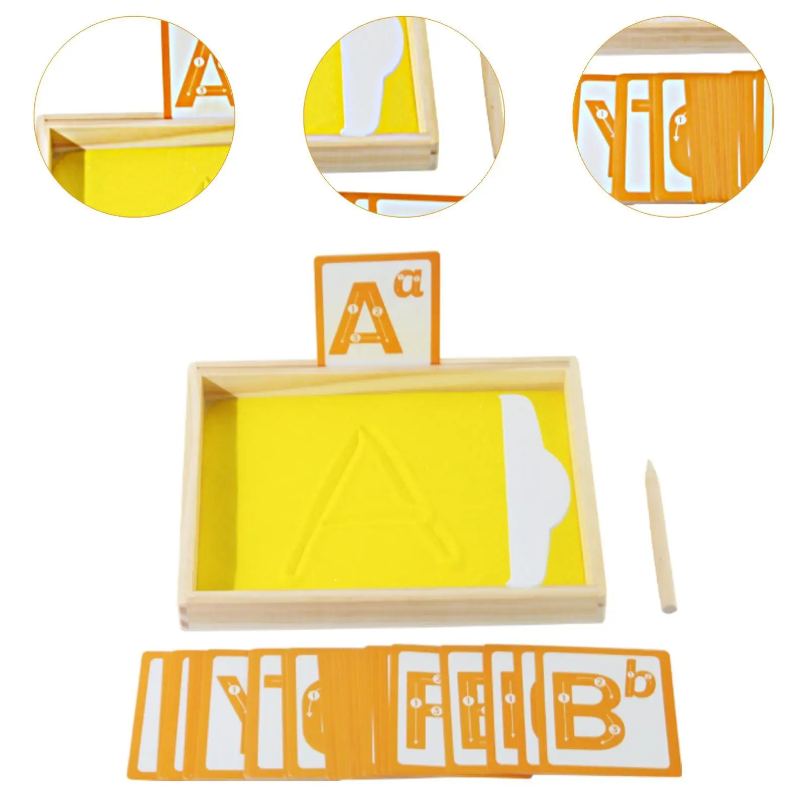 Plateau de sable, jouet éducatif avec stylo en bois, plateaux de sable en bois pour enfants, pour dessiner à l'école, garçons et filles de 3 à 5 ans