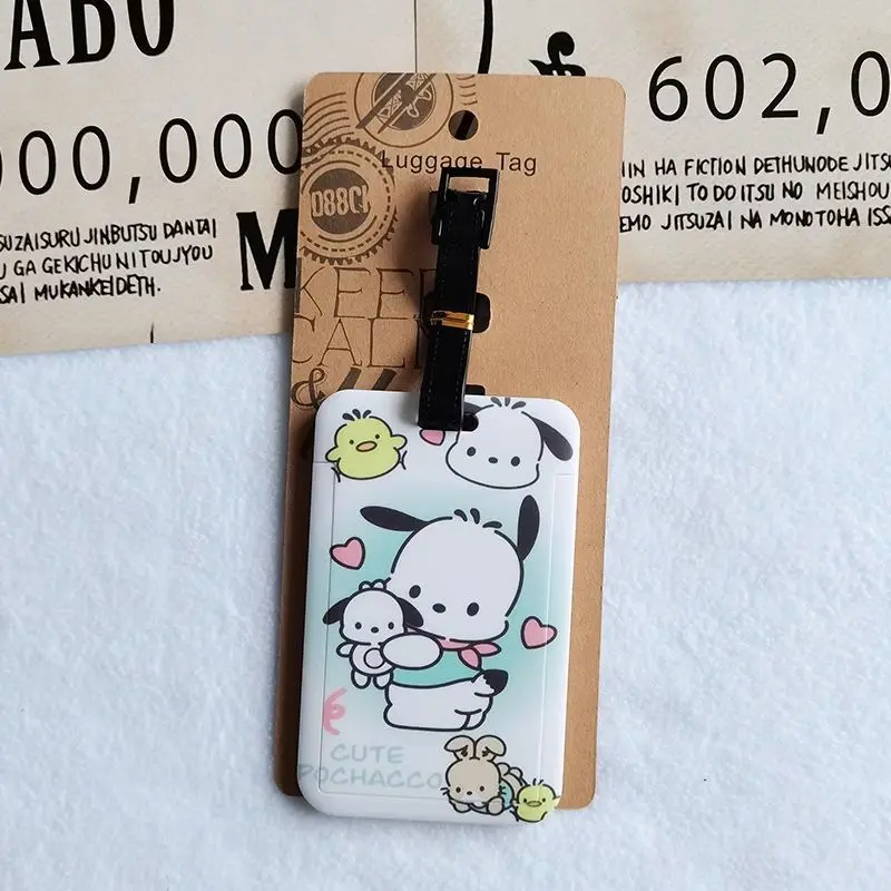 New Sanrio Cinnamoroll Kuromi Mymelody Cartoon Luggage Tag Kawaii Anime Subway Meal Card Bus Card Holder ID Address Name Holder