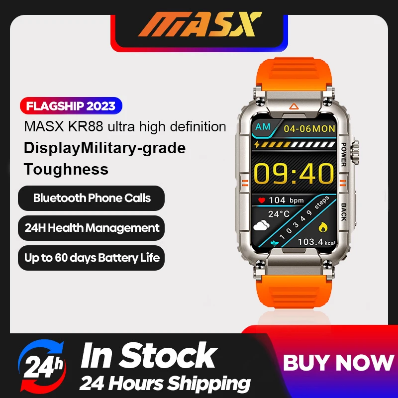 MASX KR88 smart watch 1.57\'\' ultra high definition Display 450mAH bluetooth call Military-grade Toughness Waterproof Sport watch