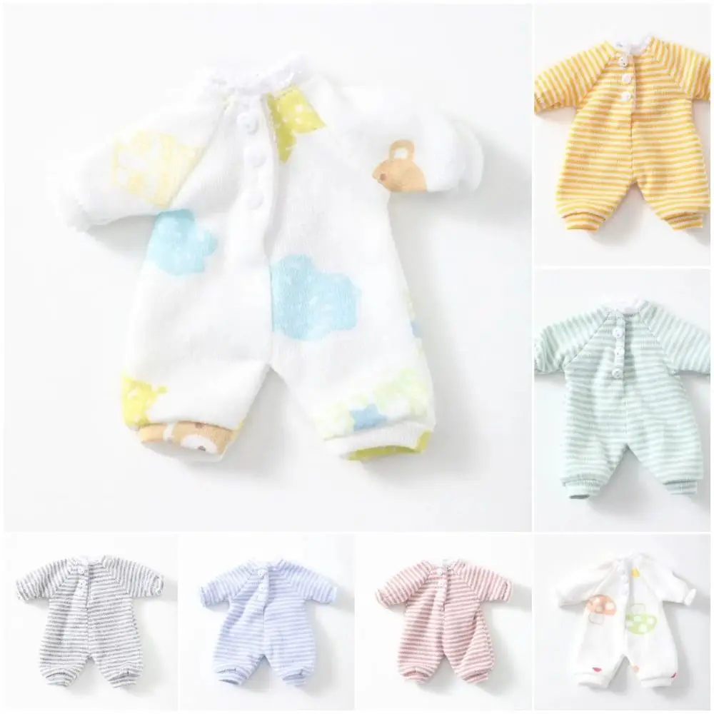 

Toy Outfit Cute Pajamas Doll Pajamas Clothes Stripe Jumpsuits Doll Clothes Suit Pink Blue Cotton Ob11 Dolls Clothes BJD Doll
