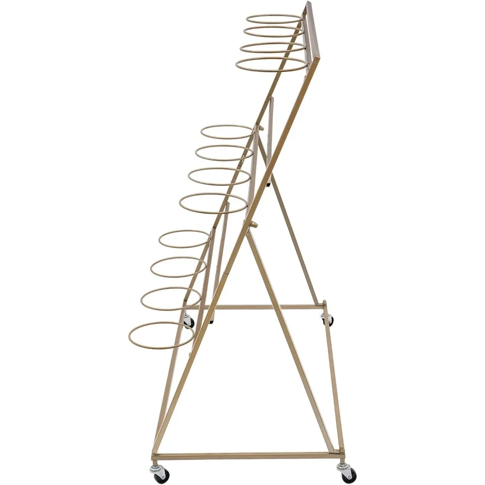 Scaffale per carrello per piante mobile resistente in metallo per interni ed esterni, espositore mobile per fiori a 3 strati con 12 secchi (Bianco)