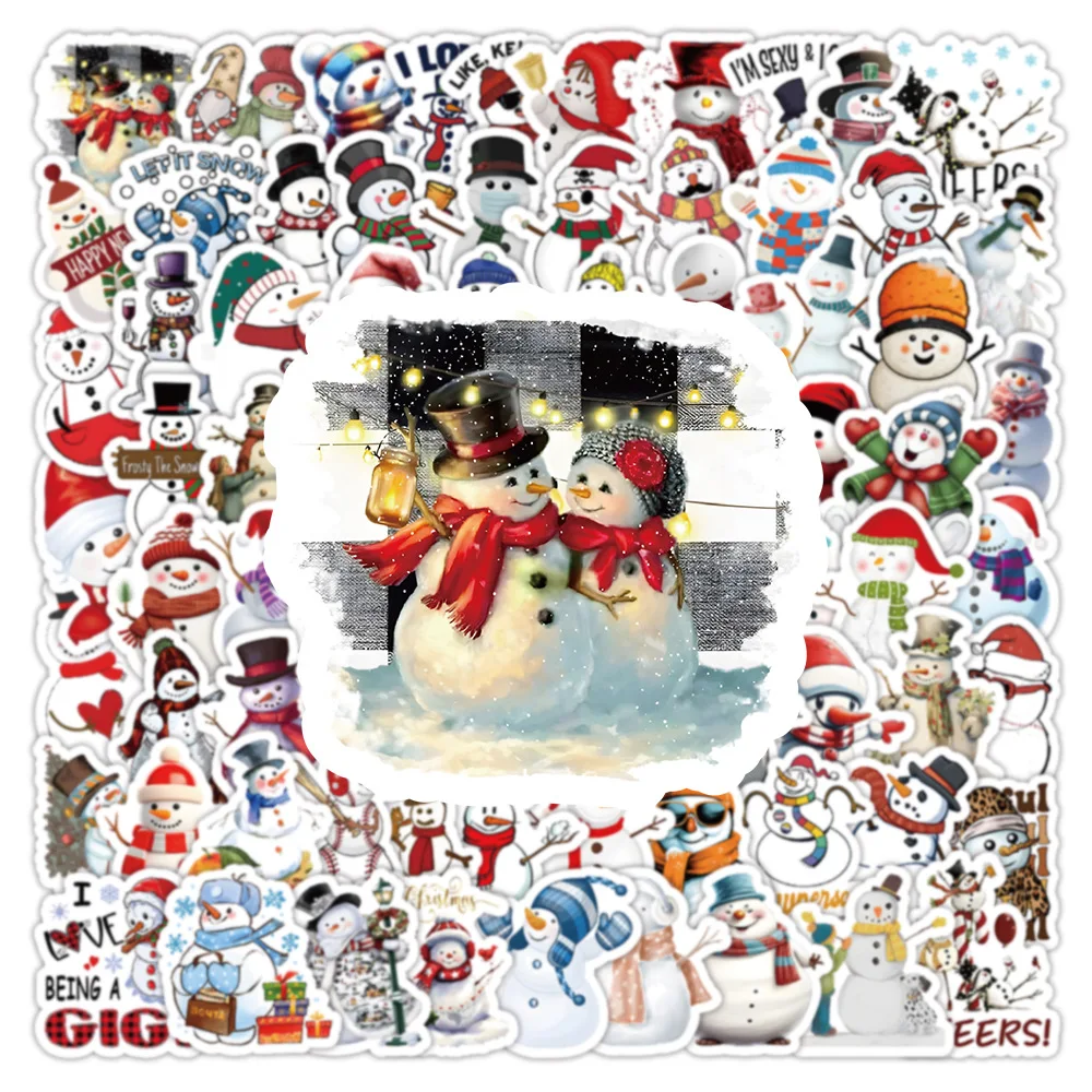 10/30/50PCS New Snowman Sticker Cartoon Graffiti Stationery Guitar Luggage Helmet Mobile Phone Car Wall Sticker Toy Decoration