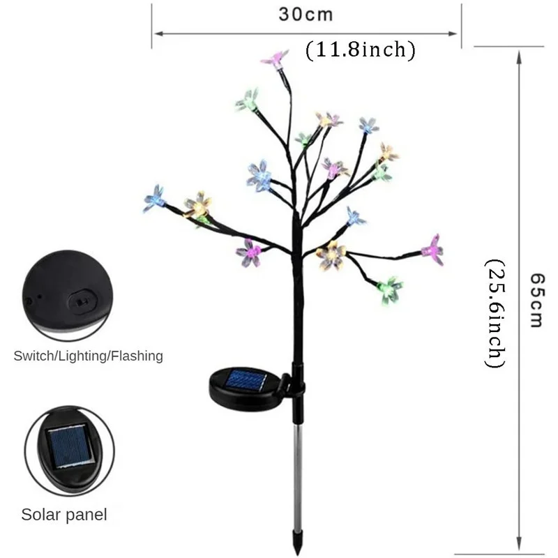 20LED Outdoor Solar Light Cherry Tree Christmas Decor Solar Powered Light Outdoor Garden Ornamental Blossom Garden Decoration