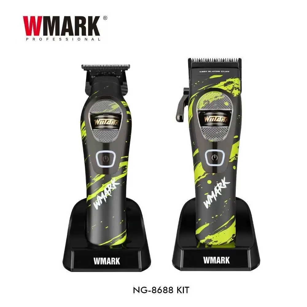 WMARKNG-8688KIT - External rotor brushless hair clipper with high speed of 440C. Precision steel blade head. Oil head with gradi