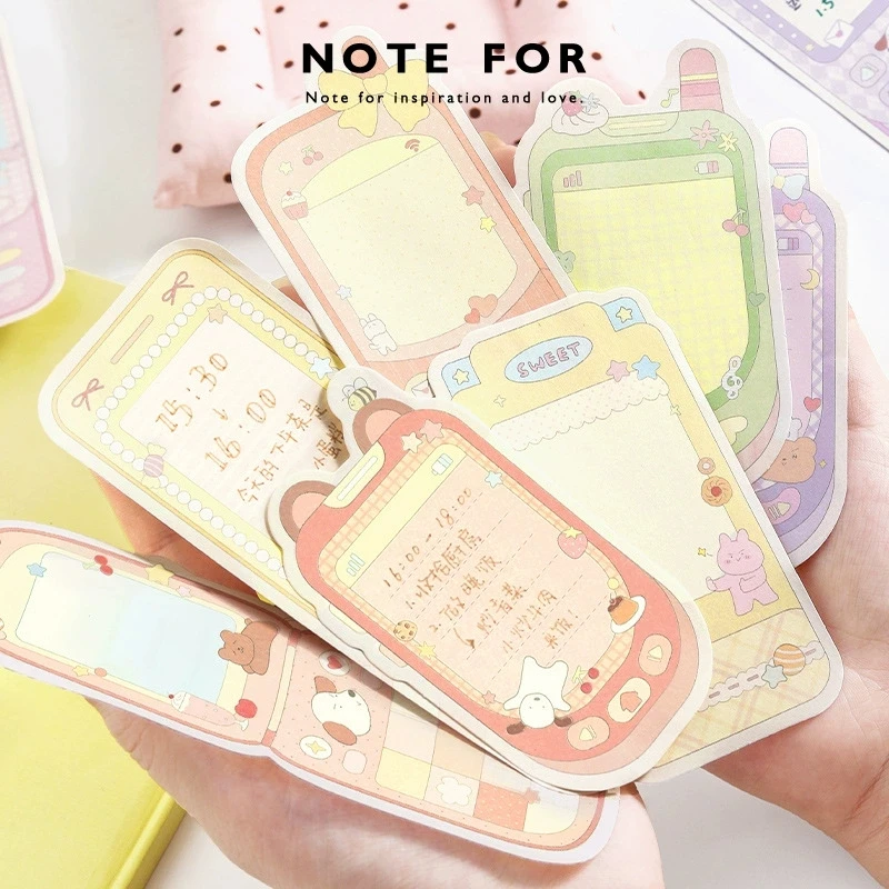 Kawaii 50 Sheets Mobile Phone Shape Paper Memo Pads Note To Do List Journal Material DIY Papers Stationery Supplies