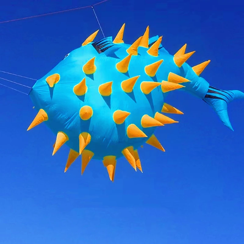 free shipping 5m puffer fish kite flying outdoor toys large air snakes kite buggy string shooter soft kites Inflatable toys fun