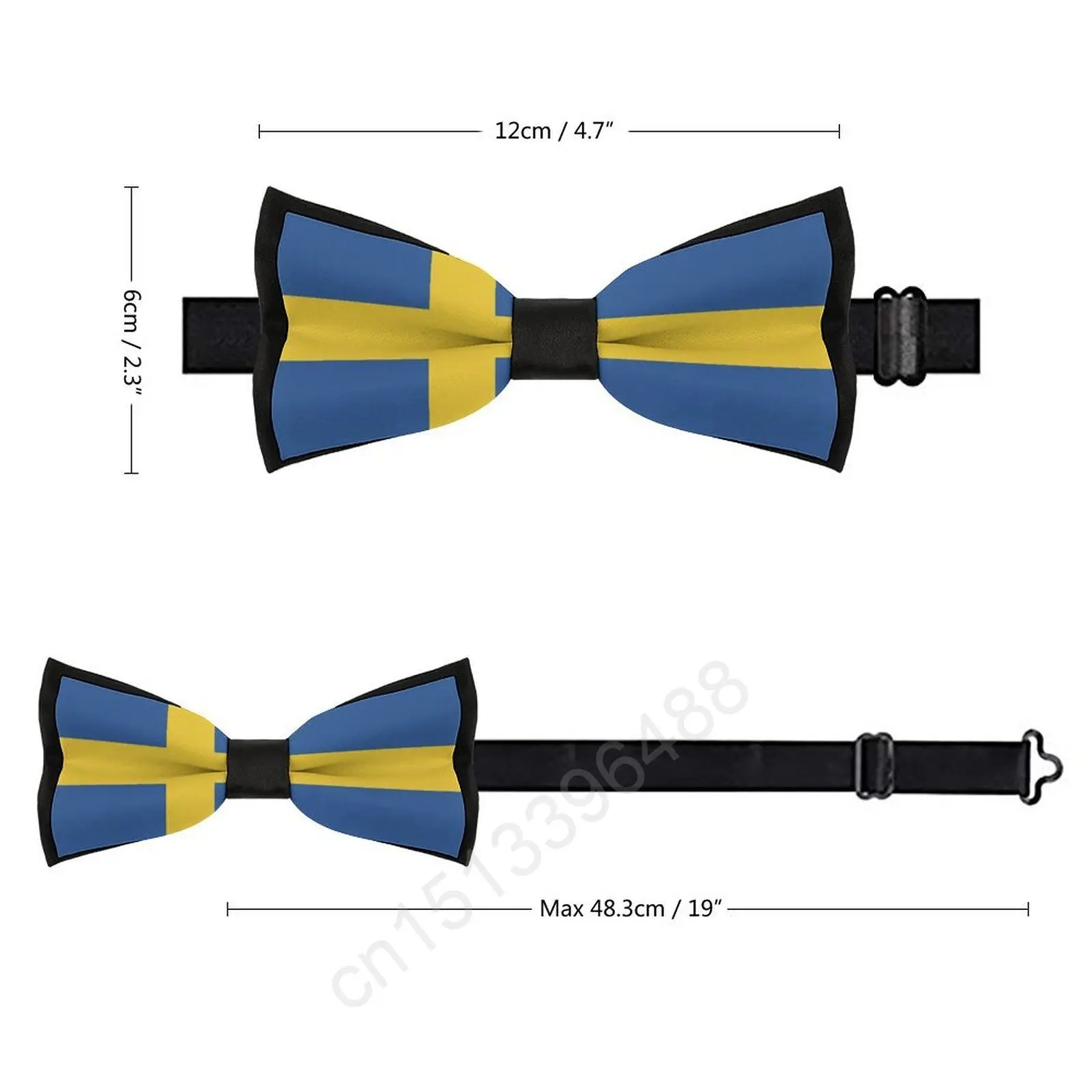 New Polyester Sweden Flag Bowtie for Men Fashion Casual Men's Bow Ties Cravat Neckwear For Wedding Party Suits Tie