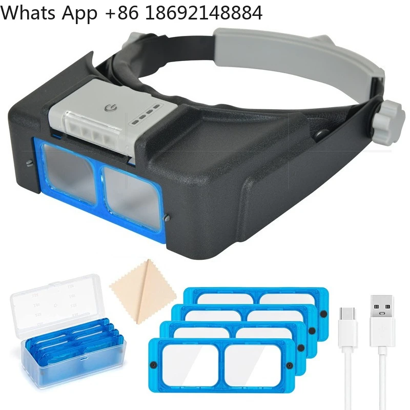 Charging 3.5 times reading gift glasses repair clocks 4LED head-mounted magnifying glass
