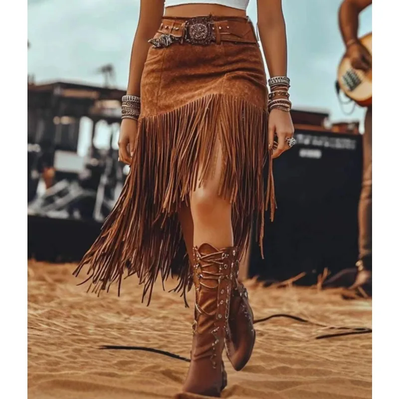 مهدب نصف تنورة المرأة الخريف الساخن فتاة تصميم الشعور عالية الخصر فو جلد الأيل المخملية هامش التخسيس المضادة للوهج ألف خط تنورة