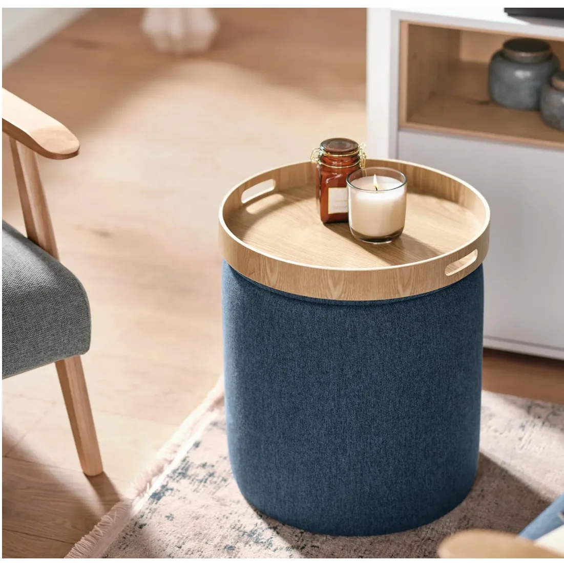 Modern sofa round modern sofa box stool soft ottoman storage ottoman wooden coffee table