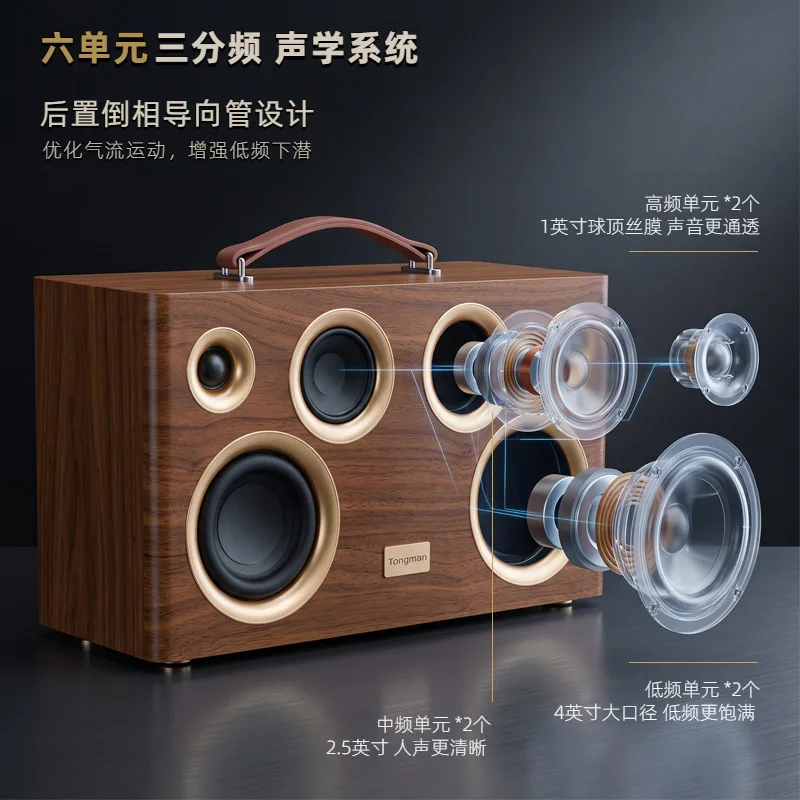 Household subwoofer wireless microphone audio musical instrument playing and singing HIFI three-way frequency Karaoke speaker
