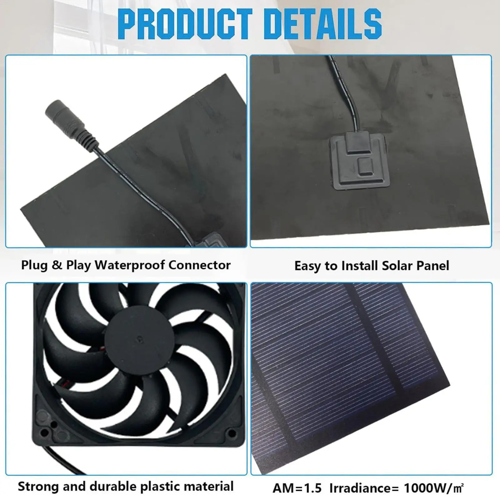 Ventilatore solare per pollaio all'esterno Pollaio Ventilatore di sfiato solare Potente dispositivo di raffreddamento Kit di scarico dell'aria versatile per picnic