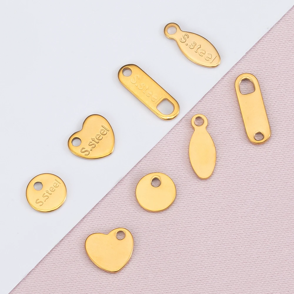 50pcs Golden Stainless Steel Charms Pendants Fitting Any Extension Chain End Tail Charms for Jewelry Making DIY Accessories